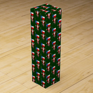 Santa Claus With Flag Of Texas Wine Box