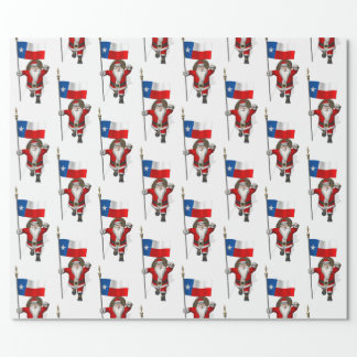 Santa Claus With Flag Of Texas Wrapping Paper
