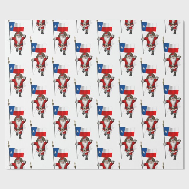Santa Claus With Flag Of Texas Wrapping Paper (Flat)