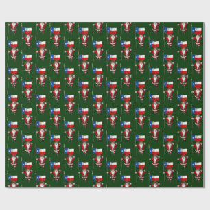 Santa Claus With Flag Of Texas Wrapping Paper