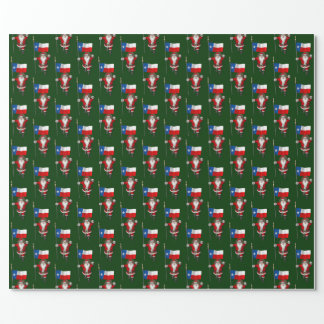 Santa Claus With Flag Of Texas Wrapping Paper