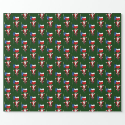 Santa Claus With Flag Of Texas Wrapping Paper