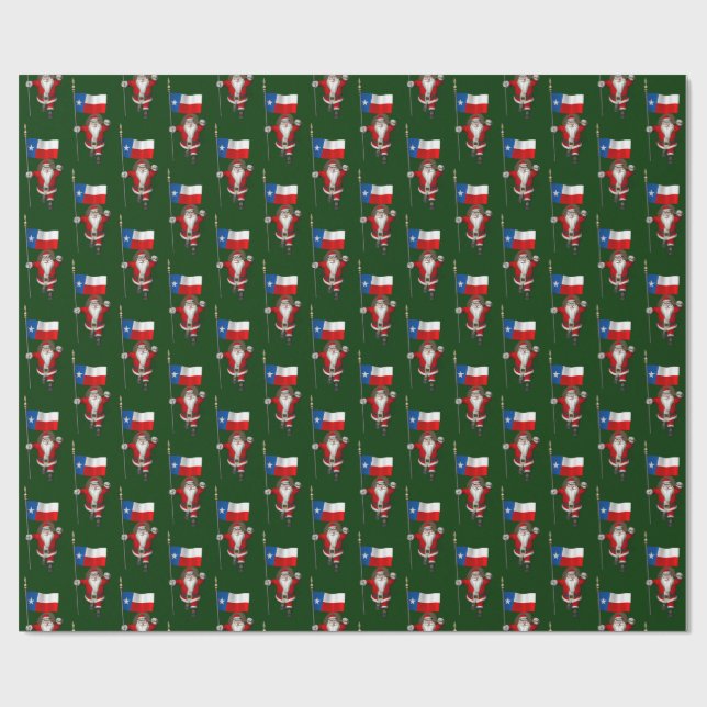 Santa Claus With Flag Of Texas Wrapping Paper (Flat)