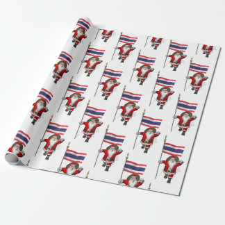 Santa Claus With Flag Of Thailand Wrapping Paper