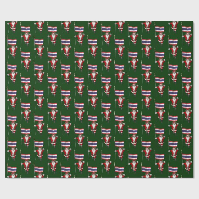 Santa Claus With Flag Of Thailand Wrapping Paper (Flat)