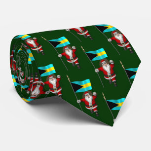 Santa Claus With Flag Of The Bahamas Neck Tie