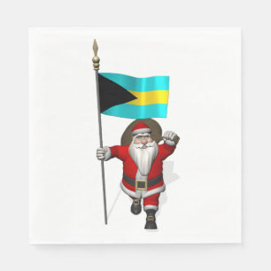 Santa Claus With Flag Of The Bahamas Paper Napkins
