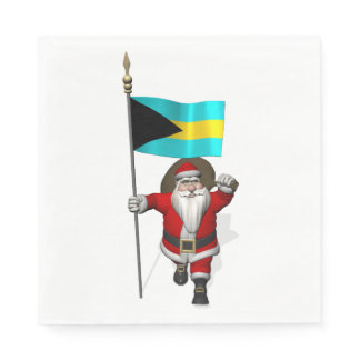Santa Claus With Flag Of The Bahamas Paper Napkins