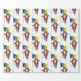Santa Claus With Flag Of Trenton NJ Wrapping Paper