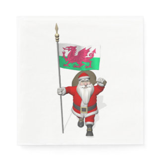 Santa Claus With Flag Of Wales Paper Napkins