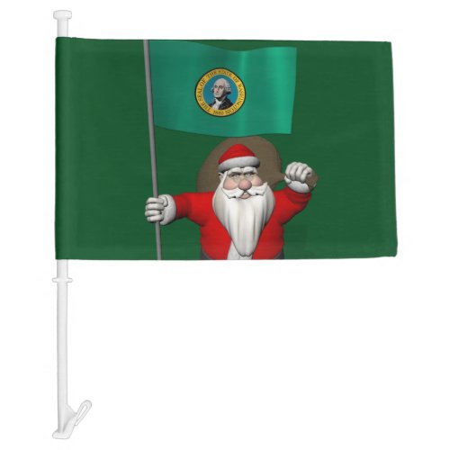 Santa Claus With Flag Of  Washington