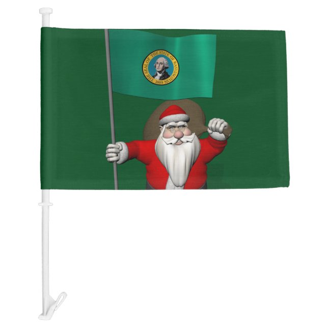 Santa Claus With Flag Of  Washington (Front)