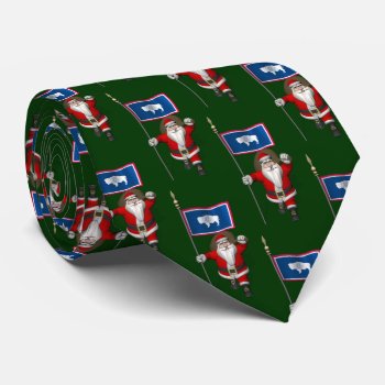 Santa Claus With Flag Of Wyoming Tie by santa_claus_usa at Zazzle