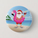 Santa Claus with flamingo inflatable ring Button<br><div class="desc">santa claus flamingo christmas, 
cheerful tropic lifestyle pink , 
man colorful sunglasses bird , 
drawing animal merry funny , 
swim party vacation ocean, 
sea cute inflatable tropical , 
beach happy cartoon summer, 
illustration holiday , 
christmas santa claus flamingo , </div>