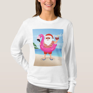 Santa Claus with flamingo inflatable ring T-Shirt