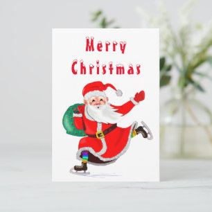Santa Claus with Gift Christmas Card
