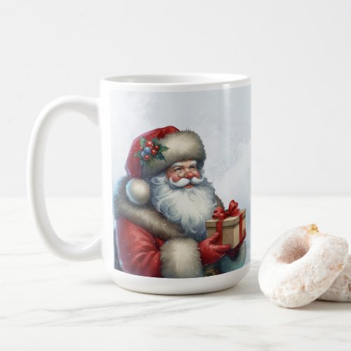 Santa Claus with Gift Merry Christmas Holiday  Coffee Mug