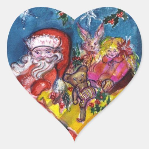 SANTA CLAUS WITH GIFTS Heart Heart Sticker