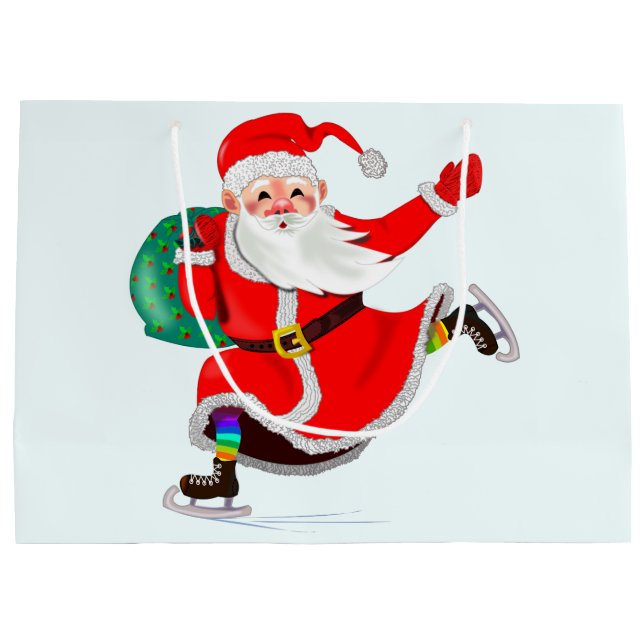 Santa Claus with Gifts Merry Christmas Gift Bags (Back)