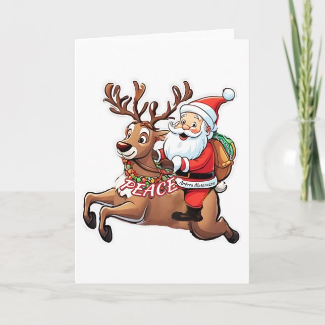 Santa Claus with Gifts of Peace Card (Front)