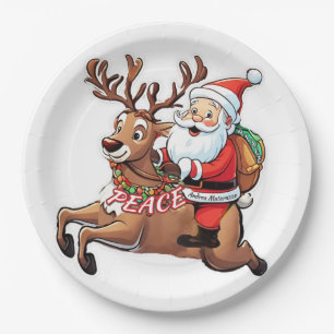 Santa Claus with Gifts of Peace Paper Plates