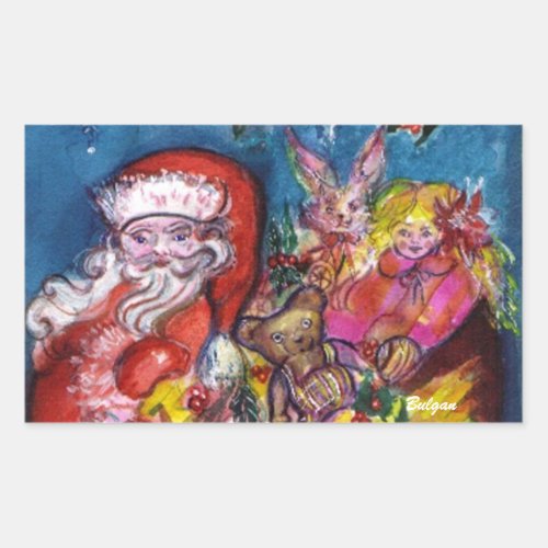 SANTA CLAUS WITH GIFTS RECTANGULAR STICKER