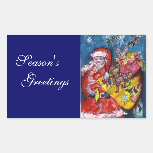 SANTA CLAUS WITH GIFTS RECTANGULAR STICKER