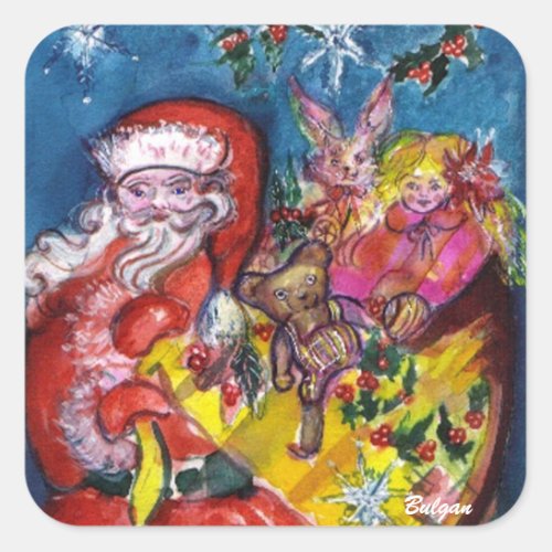 SANTA CLAUS WITH GIFTS SQUARE STICKER