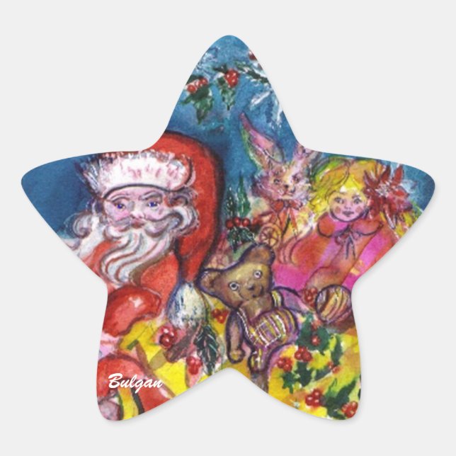 SANTA CLAUS WITH GIFTS Star Star Sticker (Front)