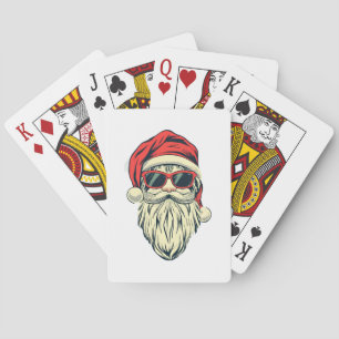 santa claus with glasses poker cards