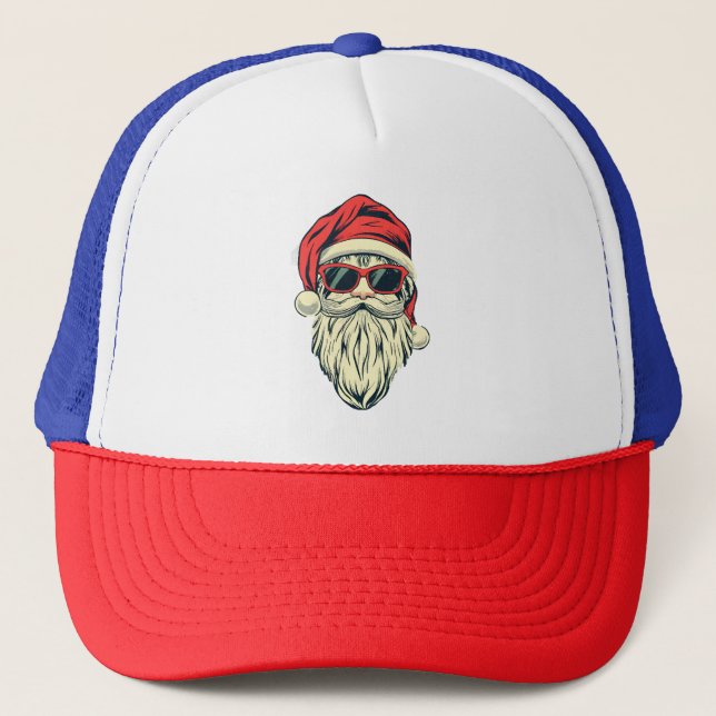 santa claus with glasses trucker hat (Front)