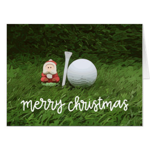 Santa Claus with golf ball and tee Christmas Card