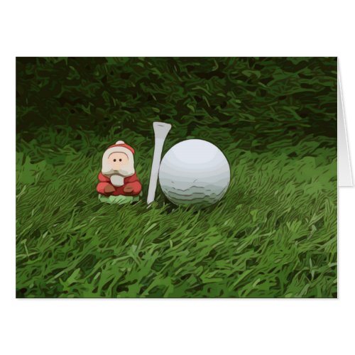 Santa Claus with golf ball and tee Christmas Card