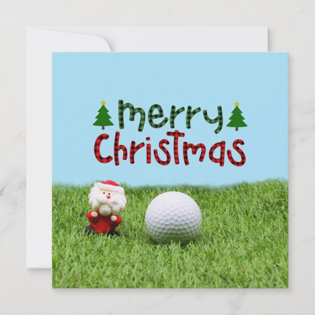 Santa Claus with golf ball  Merry Christmas golfer Card (Front)