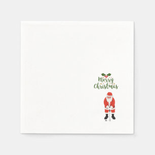 Santa Claus with golf ball Merry Christmas golfer Napkins