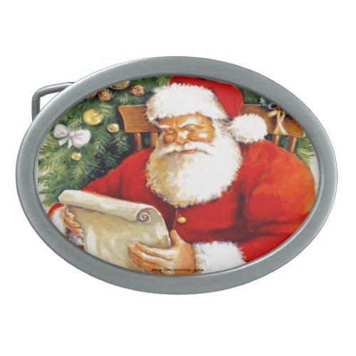 SANTA CLAUS WITH HIS LIST BELT BUCKLE