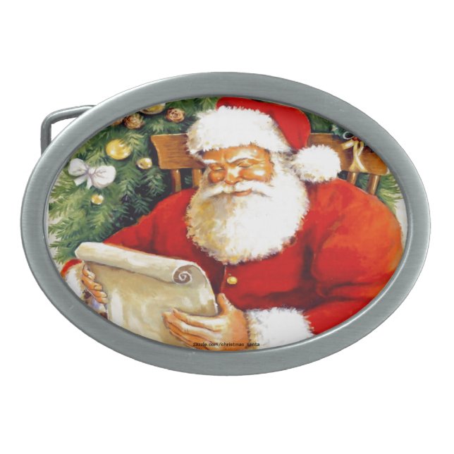 SANTA CLAUS WITH HIS LIST BELT BUCKLE (Front)