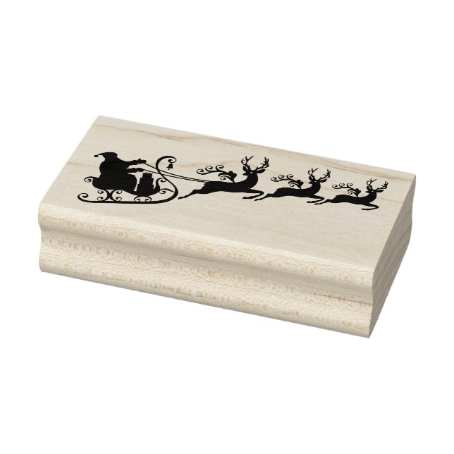 Santa Claus with his sleigh and reindeer Rubber Stamp (Stamp)