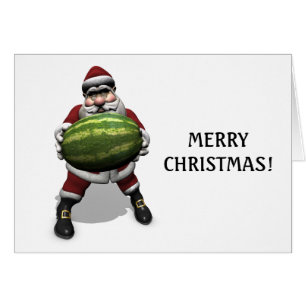 Santa Claus With Huge Watermelon Cards