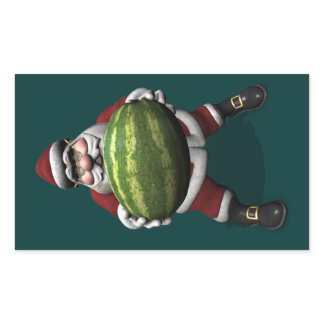 Santa Claus With Huge Watermelon Rectangular Sticker