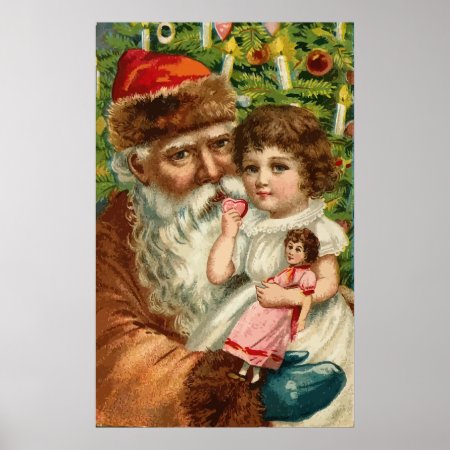Santa Claus With Kid Poster