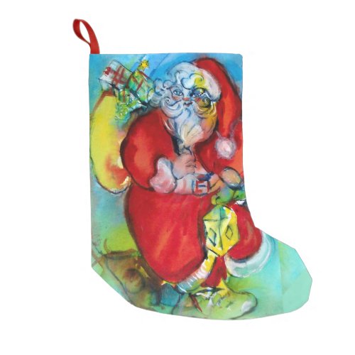 SANTA CLAUS WITH LANTERN IN THE CHRISTMAS NIGHT SMALL CHRISTMAS STOCKING