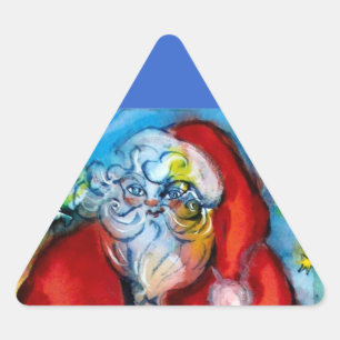 SANTA CLAUS WITH LANTERN IN THE CHRISTMAS NIGHT TRIANGLE STICKER