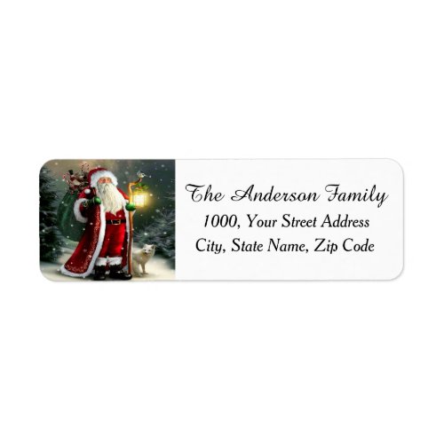Santa Claus With Lantern Return Address Label