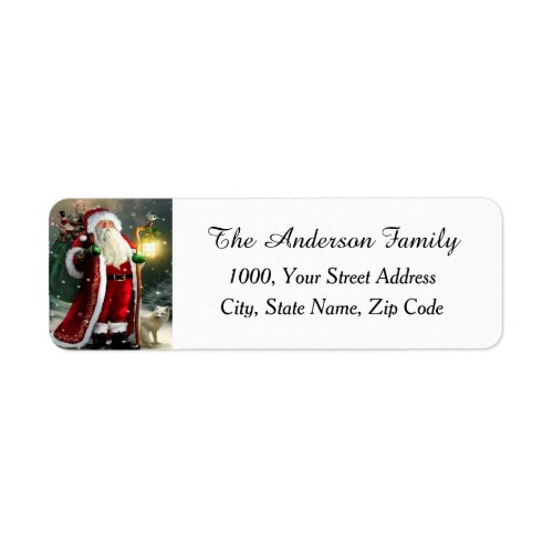 Santa Claus With Lantern  Return Address Label