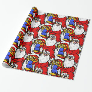 Santa Claus With Menorah Christmas Gift Wrap