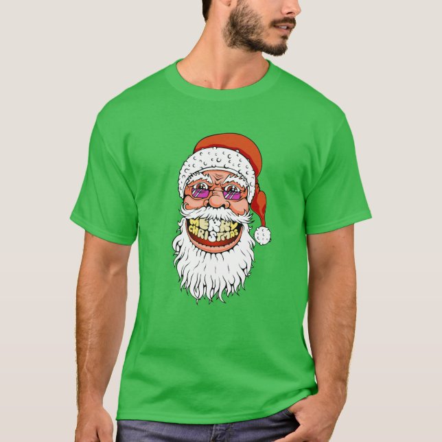 santa claus with merry christmas smile T-Shirt (Front)