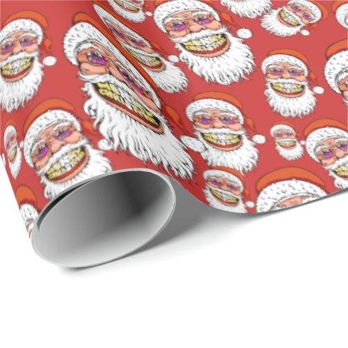 santa claus with merry christmas smile wrapping paper