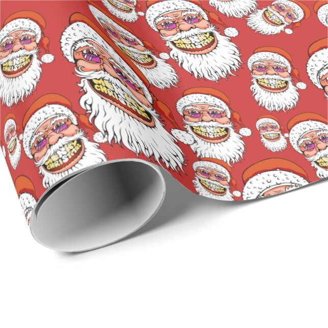 santa claus with merry christmas smile wrapping paper (Roll Corner)