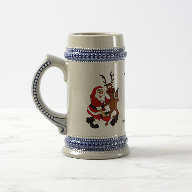 Santa Claus with moose - frohes Fest Beer Stein (Left)
